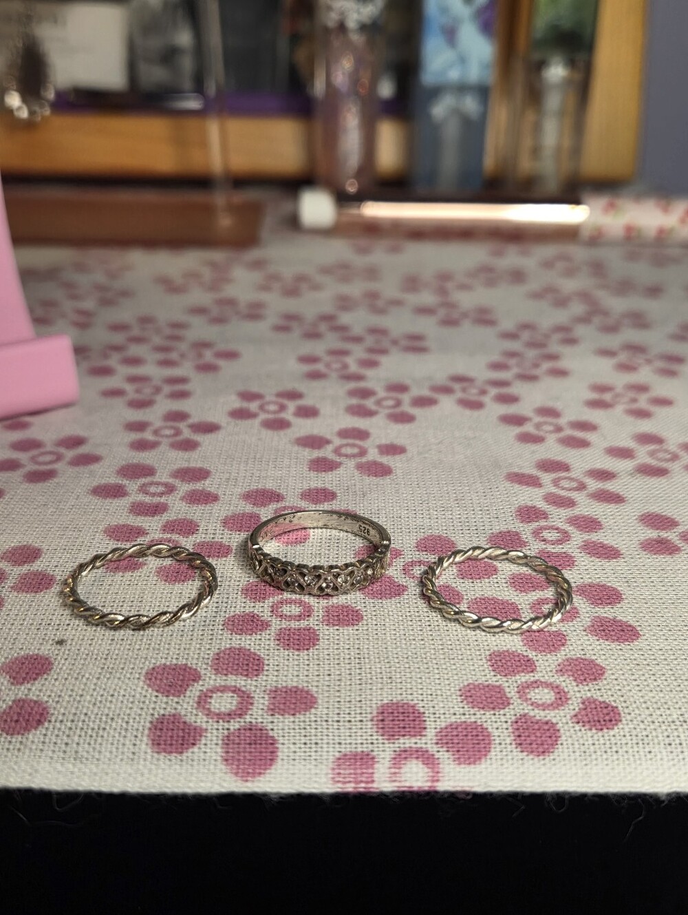 Vintage Avon Sterling Silver Celtic Three Band Ring Set - Size 6